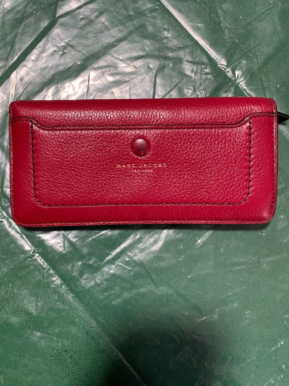 Marc Jacobs Red Pebbled Leather Snap Wallet